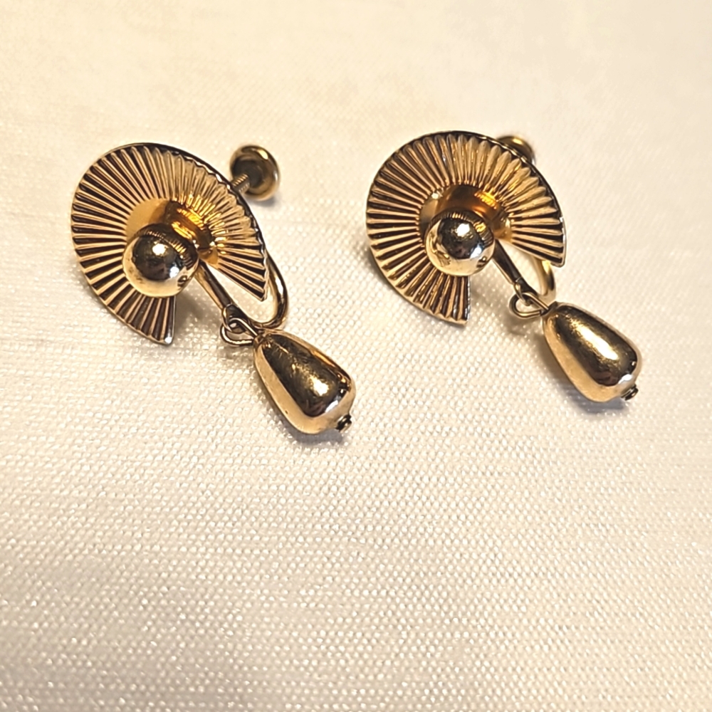 Vintage Van Dell V-20 12k Gold Filled Screwback Dangling Earrings